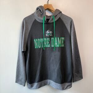 Notre Dame University Classic Logo Hoodie Sweatshirt Gray Unisex Size Small